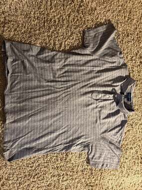 Peter Millar Polo Shirt Size L Gray Cotton Linen Blend Short Sleeve